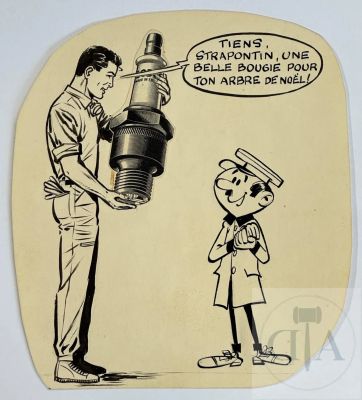 Berg | Lot 517 : Berg / Graton. Dessin orignal illustrant la rencontre improbable de… | Dagoty