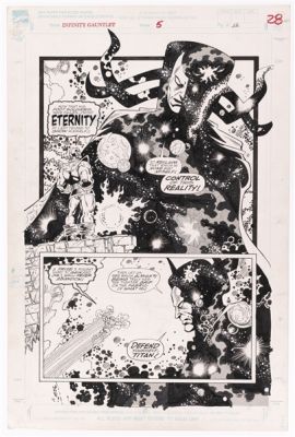 INFINITY GAUNTLET #5 NOVEMBER 1991 ORIGINAL ART PAGE BY RON LIM. | Hake’s