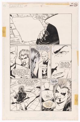 Lot 113 - L.E.G.I.O.N. ‘89 #5 SEPTEMBER 1990 ORIGINAL ART PAGE BY JIM FERN (LOBO APPEARANCE).