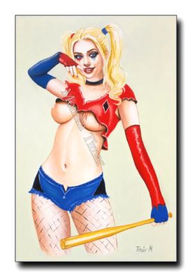 Harley Quinn art Fantasy Pinup Comic by Timar Original Oil Painting 20 x 13 in | eBay US