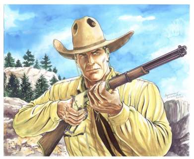 Tex - original artwork "Tex con fucile" - Loose page | Catawiki