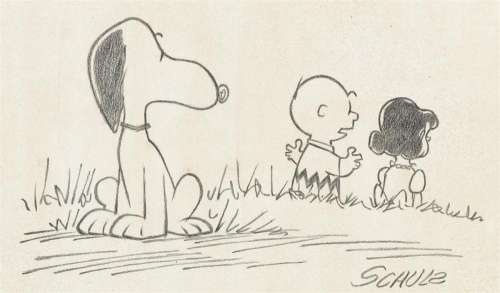 CHARLES M. SCHULZ. Snoopy, Lucy, and Charlie Brown. | Swann Galleries