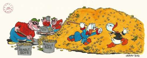 Larry Camarda - Illustrazione originale omaggio a Carl Barks "Terror of the Beagle Boys" - Loose page - (2017) | Catawiki