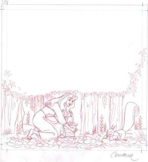 Sleeping Beauty - Princess Aurora Disney Studios - Original Production Page - Cardona - Original Art - (1990) | Catawiki