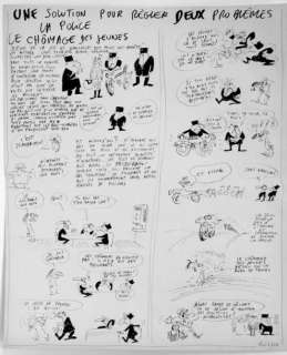 Reiser. (1941-1983) | REISER. Â«La Police et le ChômageÂ». Planche originale Ã  l’encre de Chin | Tessier Sarrou