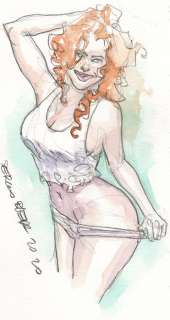 Sergio Bleda - Original drawing - Redhaired woman - (2020) | Catawiki