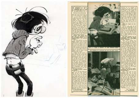 Franquin André | "Gaston La gaffe" Encre de chine, lavis et mine de plomb | Coutau Bégarie