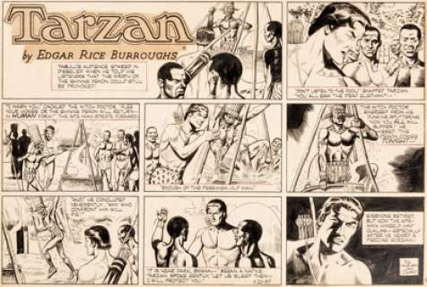 John Celardo Tarzan Sunday Comic Strip #1315 Original Art dated 5-20(United Feature Syndicate, c. 1956). ... | Heritage