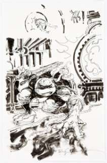 Bill Sienkiewicz - Teenage Mutant Ninja Turtles Illustration Original Art (c. 2020). A gritty display of turtle - | Heritage