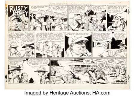 Godwin, Frank - Frank Godwin Rusty Riley Sunday Comic Strip dated 12-26-48 Original Art (King Features, 1956). ...
