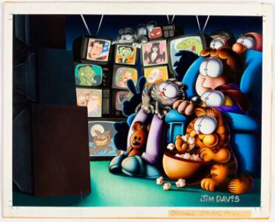 Jim Davis Studio | Jim Davis Studio Garfield Scary Movies Illustration Original Art (c.1990s).... | Heritage