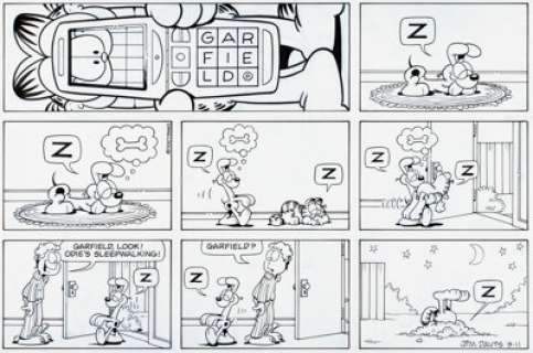 Davis, Jim | Jim Davis Garfield Sunday Comic Strip Original Art dated 3-11-07 (PAWS, 2007).... | Heritage