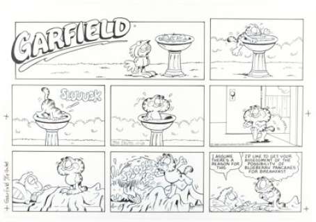 Davis, Jim | Jim Davis Garfield Sunday Comic Strip Original Art dated 10-19-86 (United Feature Syndicate, 1986).... | Heritage