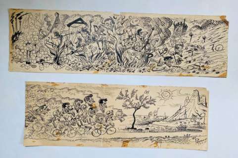 Pellos - 2 originele stroken - Mirror Sprint Tour de France 1955 - (1955) | Catawiki