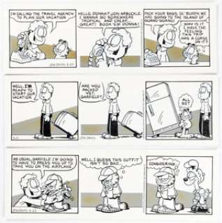 Davis, Jim | Jim Davis Garfield Consecutive Daily Comic Strip Original Art Group of 6 (PAWS, 1995).... (Total: 6 Original Art) | Heritage