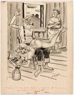 Bill Wenzel Joker August-1956 Single Panel Gag Cartoon Illustration Original Art (Humorama, 1962). | Heritage