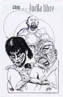 Jose Luis Duran - Lucha Libre Illustration Original Art (undated). | Heritage