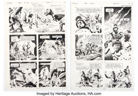 Alberto Giolitti and Sal Trapani (attributed) Turok, Son of Stone #69 Story Pages Original Art Group of 2 (Western/Gold Key, 1970). (Total: 2 Original Art) | Heritage