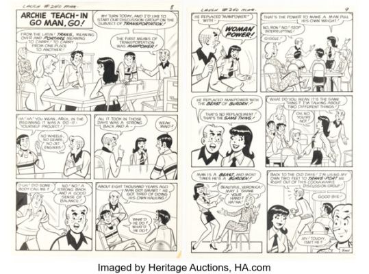 Archie Artist Laugh #240 "Go Man, Go!" Complete 2-Page Story Original Art (Archie, 1971). (Total: 2 Original Art) | Heritage