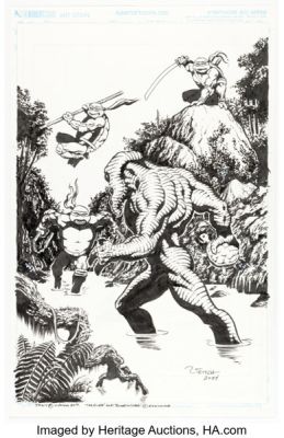 Rick Veitch - Teenage Mutant Ninja Turtles vs. Bloodsucker ("The River") Illustration Original Art (2024). | Heritage