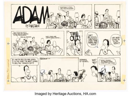 Brian Basset Adam Sunday Comic Strip Original Art dated 3-29-87 (Universal Press Syndicate, 1987). (Total: 2 Original Art) | Heritage