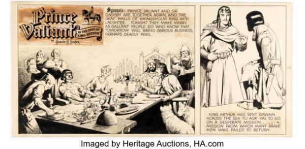 Hal Foster Prince Valiant #841 Partial Sunday Comic Strip Original Art dated 3-22-53 (King Features Syndicate, 1953). | Heritage