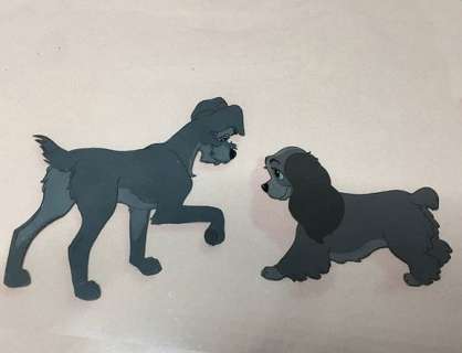 Disney Studios - Original production Cel + Copy Background - Lady & the Tramp - Original Celluloid - (1955) | Catawiki