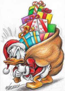 Donald Duck as Santa Claus - Original Drawing - Joan Vizcarra - Original Art | Catawiki