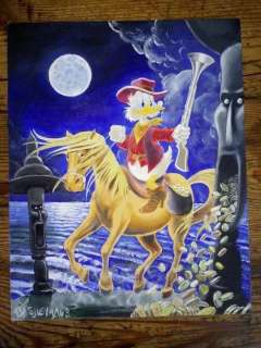 Bas Heymans - Schilderij - Olieverf op Canvas - Dagobert Duck - "Dagobert op paard met geld spuwende beelden" | Catawiki