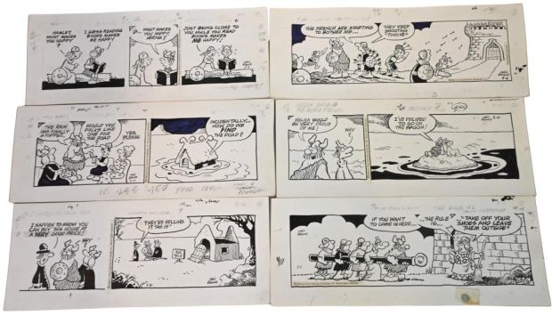 12 Chris Browne and Dick Hodgins Jr, Hagar the Horrible Daily Comic Strip Original Art, Ink on paper, twelve original… | misc / divers