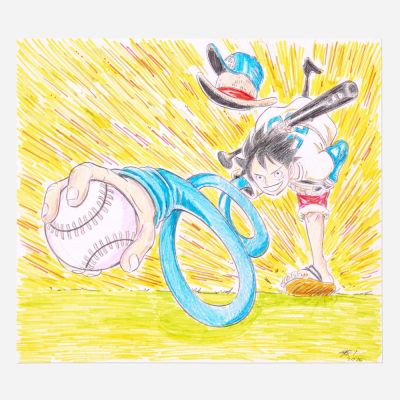 Lot 153 - Romeo Anonuevo, One Piece ’Monkey D. Luffy’ Shikishi Board Original Art (2026) | Landry Pop Auctions