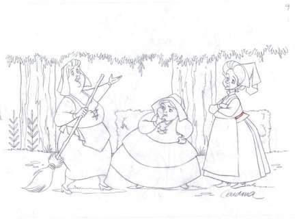 Sleeping Beauty - Fairies - Disney Studios - Original Production Drawing - Cardona - Original Art - (1990) | Catawiki
