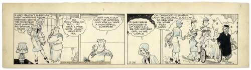Chic Young Hand-Drawn ’’Blondie’’ Comic Strip From 1931 Titled ’’The Pedestrian’’ -- Dagwood Is Recovering From a Broken Heart | Nate Sanders