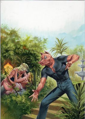 MARIO CARIA - Copertina per Pig 49 ‘I morsi della gelosia’. Cm 26,5 x 37,5. China su cartoncino rigido. Anno di esecuzione 1987.