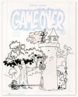 Midam - GAME OVER Encre de Chine et crayon bleu pour la couverture de Barbecue
