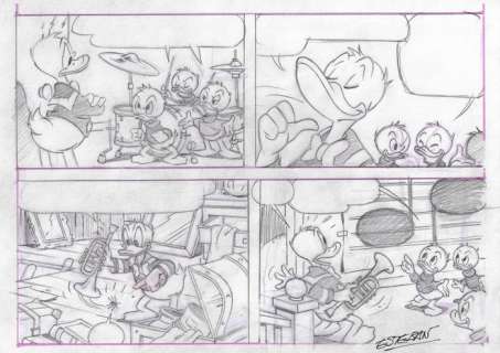 Esteban | Esteban - Original sketchpage - Donald, Huey, Dewey & Louie Duck | Catawiki