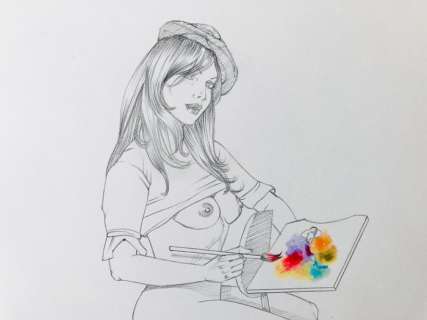 Giovanna Casotto | Giovanna Casotto - illustrazione originale a matita - 25x35 - firmata - Page volante (2021) | Catawiki