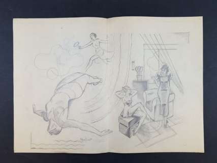 Rino Albertarelli | Rino Albertarelli - Illustr. Origin. "Le Signorine Anni ’30" - Firmata - Page volante - Exemplaire unique | Catawiki