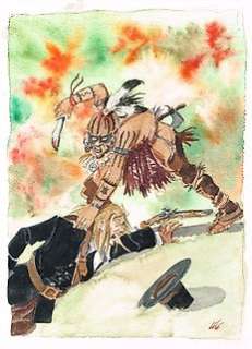 Lele Vianello - Lele Vianello - Acquerello originale, pubblicato in "Deerfield, l‘Ultimo Avamposto della Frontiera" - Page volante - Exemplaire unique - (2010)