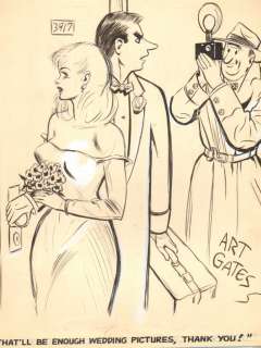 Art Gates - newly wed / famous couple gag - humorama 1957