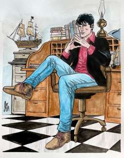 Daniele Statella | Dylan Dog - D. Statella - Illustrazione originale "tributo a Dylan Dog" - Page volante - Exemplaire unique | Catawiki