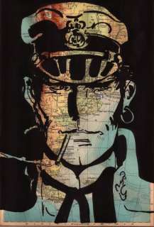 Andrea Boriani | Corto Maltese - Andrea Boriani - cartina antica hand painted - Page volante | Catawiki