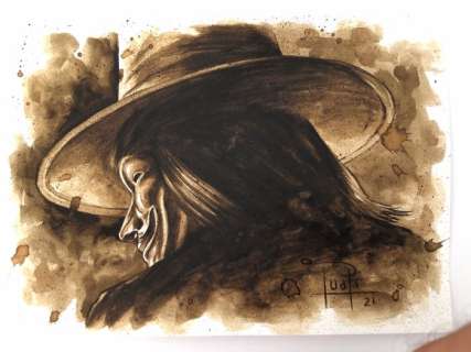 Juapi Coffee Artist | Original Coffee Painting - V FOR VENDETTA (2021) | Catawiki