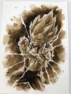 Juapi Coffee Artist | Original Coffee Painting - VEGETA SAIYAN (2021) | Catawiki