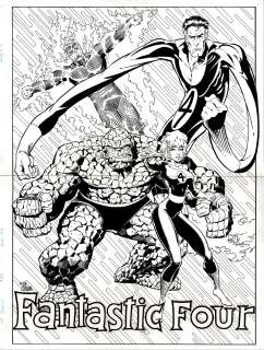 Kirk Jarvinen, Terry Austin - fantastic four annual #25 p 62-63 double spread splash (awesome entire ff team, terry austin inks! ) 1992