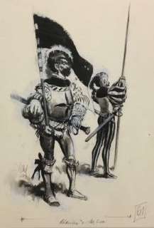 René Follet | Follet, René - Dessin original - Soldats du Moyen Âge - (1977) | Catawiki
