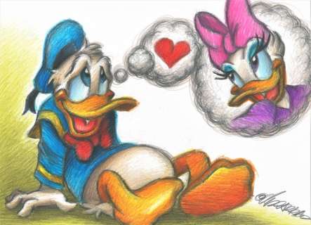 Joan Vizcarra | Donald Dreams About Daisy - Original Drawing - Joan Vizcarra Signed - Page volante | Catawiki