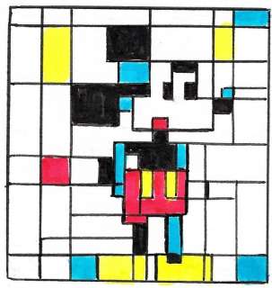 Tony Fernandez, Disney Artist | Donald Duck Inspired by Piet Mondrian Art - Original Drawing - Tony Fernandez | Catawiki