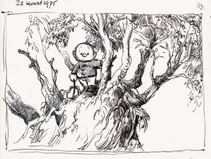 Dulieu, Jean | Dulieu, Jean - Originele tekening - Paulus de Boskabouter op de uitkijk - (1975) | Catawiki