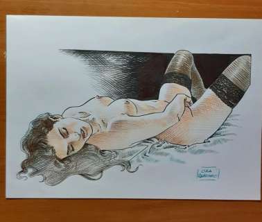 Luca Raimondo | L. Raimondo - original artwork "Erotic girl" - Page volante - Exemplaire unique | Catawiki